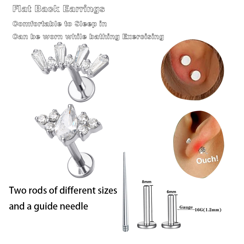 Body Jewelry Flat Back - قطعة واحدة من مجوهرات ثقب الأذن
