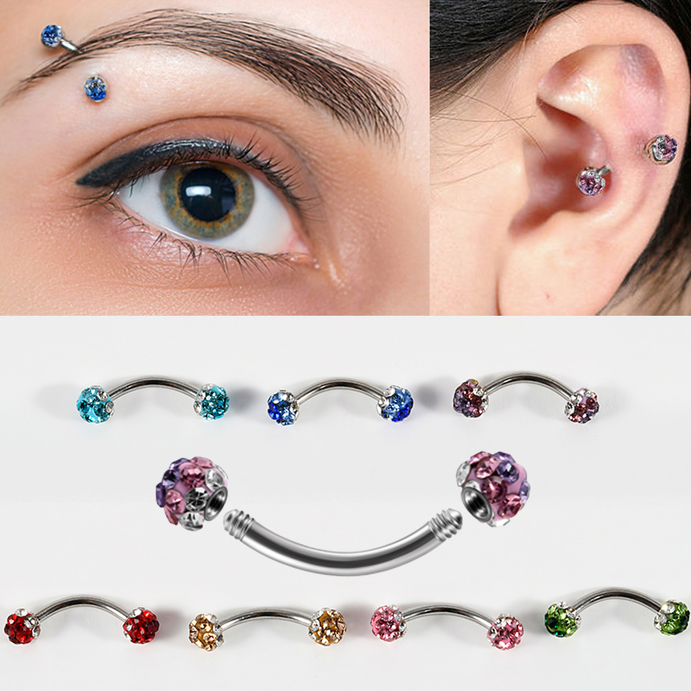 Eyebrow Curved Barbell - 1/5/7 قطعة الجراحية الصلب الراين موضوع