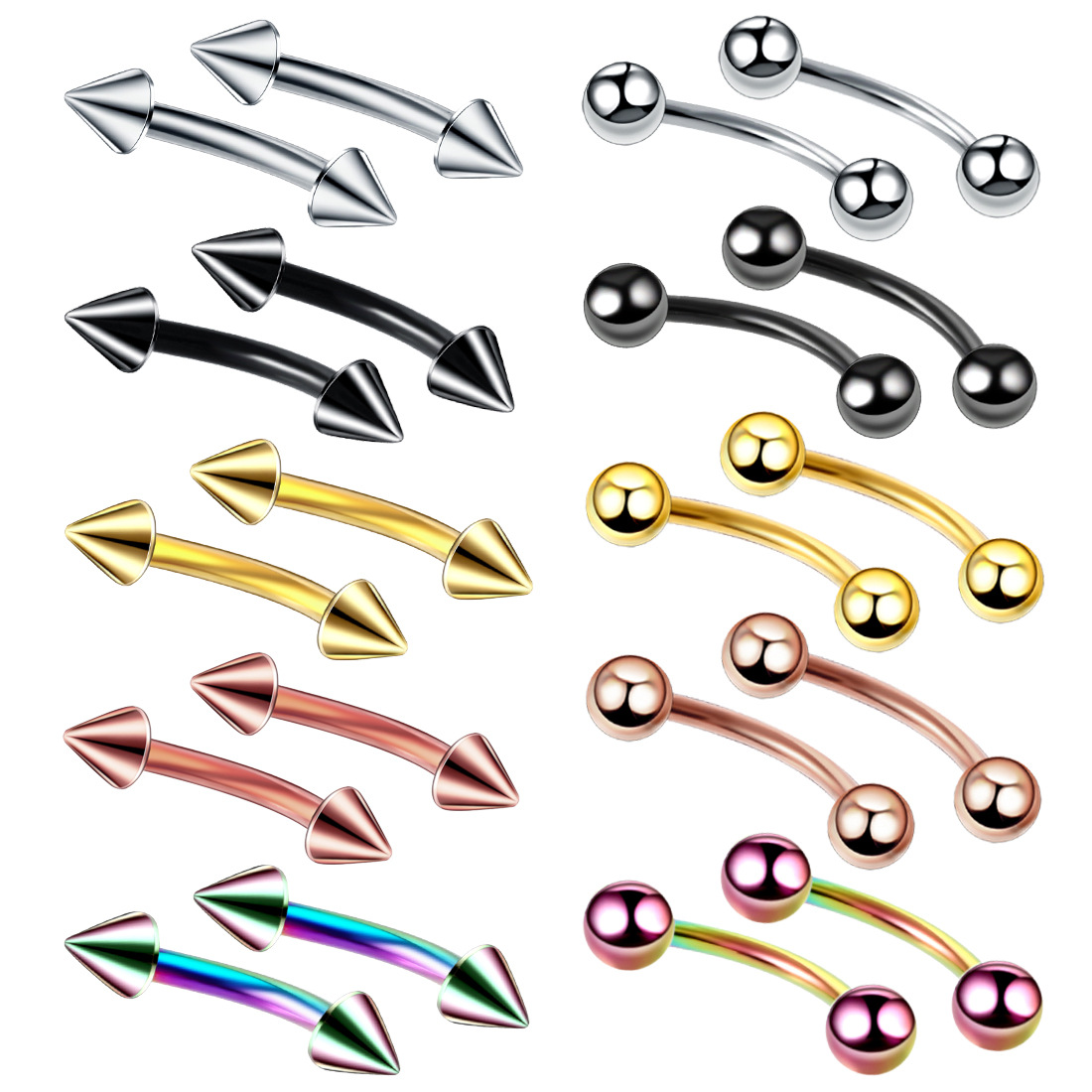 Eyebrow Curved Barbell - الصلب الحاجب الموز ثقب الدائري ،