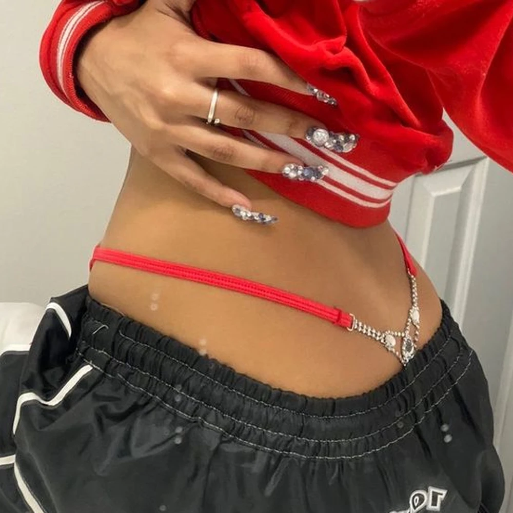 Body Jewelry Women - جولة حجر الراين ثونغ للنساء ،