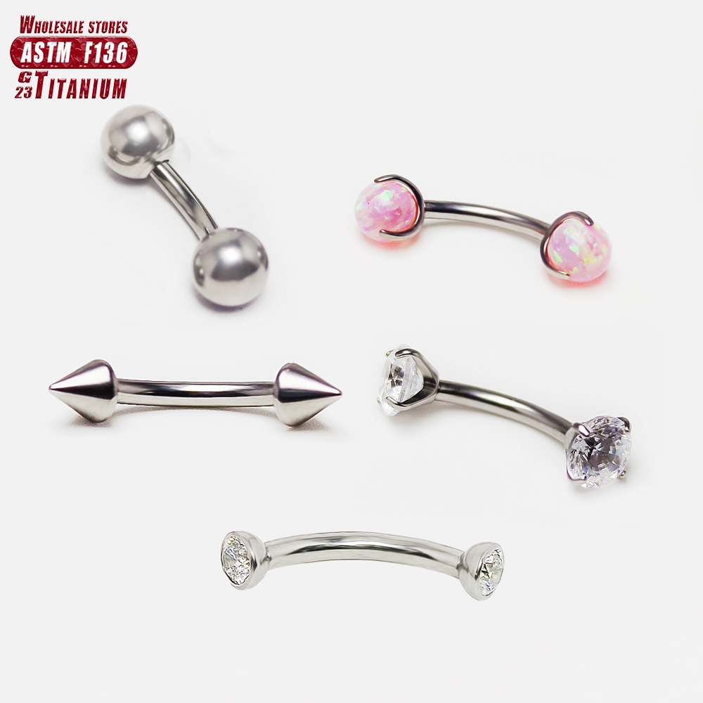 Eyebrow Curved Barbell - F136 التيتانيوم ثقب 3-5 مللي متر