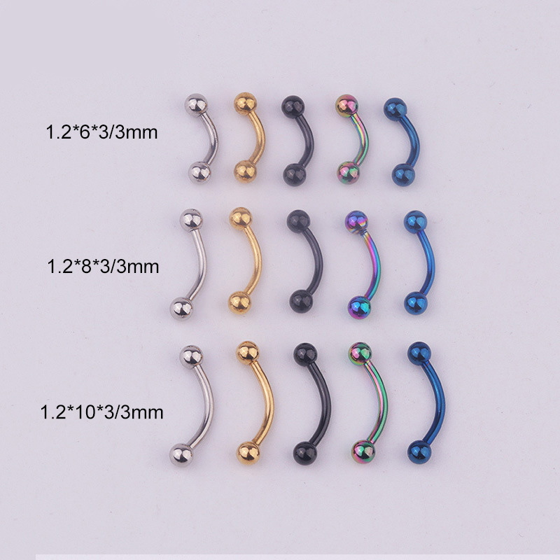 5 قطع/مجموعة 16G 316L ستانلس س - مراجعة Eyebrow Curved Barbell وسعره