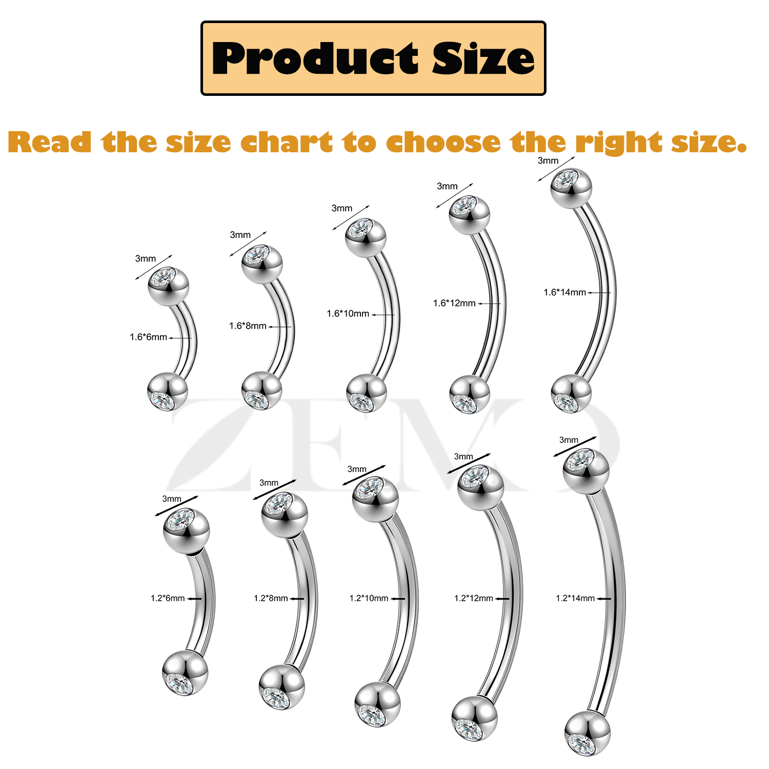 ZEMO قطعة واحدة 14/16G من الفو - مراجعة Eyebrow Curved Barbell وسعره