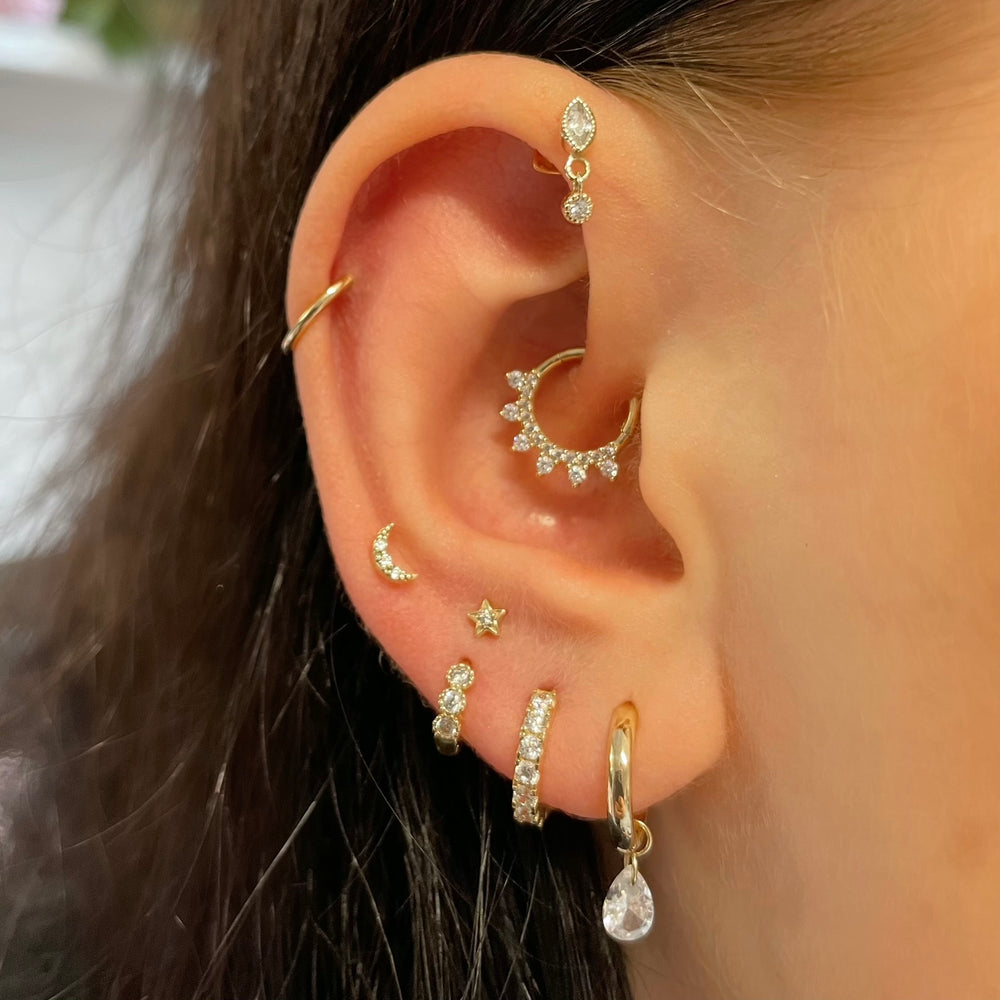 نجمة القمر الغضروف وأقراط للنس - مراجعة Body Jewelry Flat Back وسعره