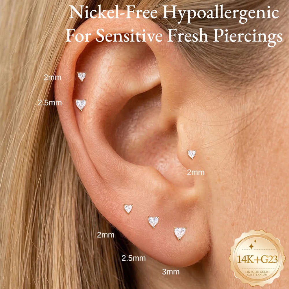 أقراط دي شاين من الذهب الخالص  - مراجعة Body Jewelry Flat Back وسعره