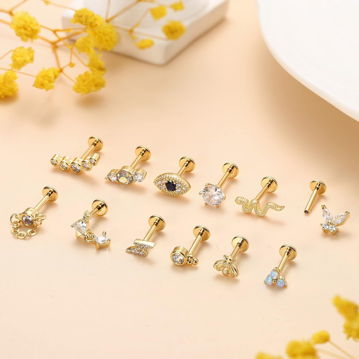 Bobisty 1 قطعة أقراط الغضروف م - مراجعة Body Jewelry Flat Back وسعره