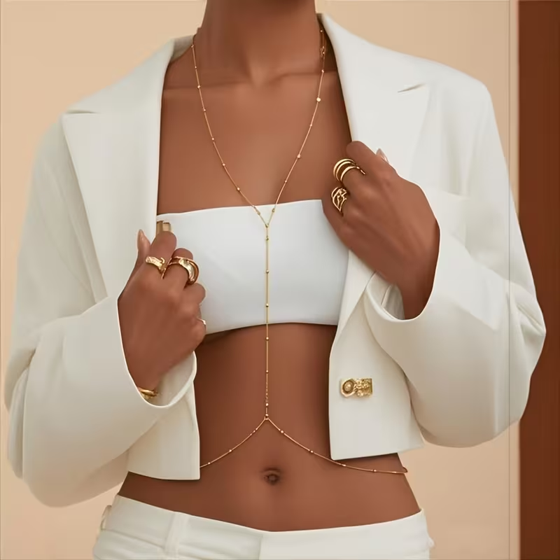 سلسلة خرز بسيطة أنيقة للنساء،  - مراجعة Body Jewelry Women وسعره