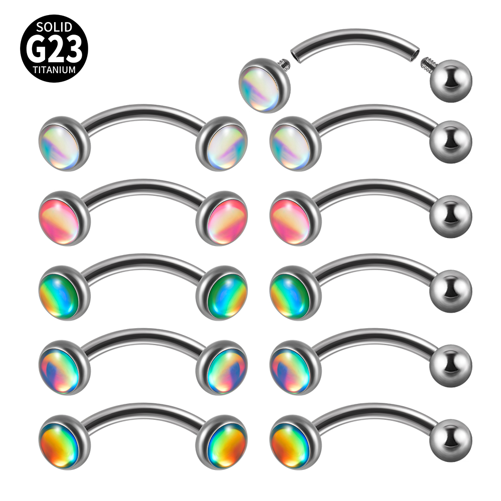 1 قطعة G23 التيتانيوم 16 جرام  - مراجعة Eyebrow Curved Barbell وسعره