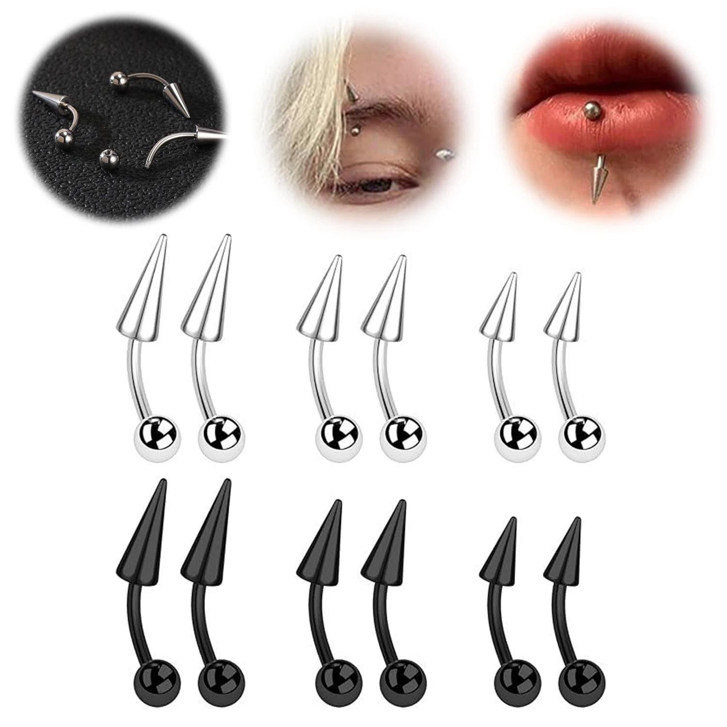 1 قطعة 16 جرام طويل سبايك جسر  - مراجعة Eyebrow Curved Barbell وسعره